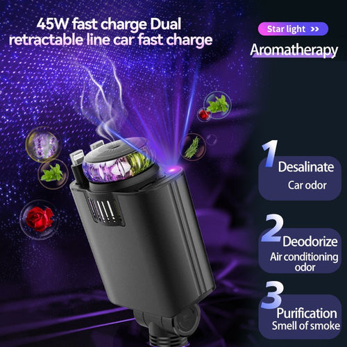 5-in-1 Car Charger StarNight – Star Projector + Aromatherapy + 45W Fast Charge