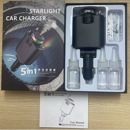 5-in-1 Car Charger StarNight – Star Projector + Aromatherapy + 45W Fast Charge